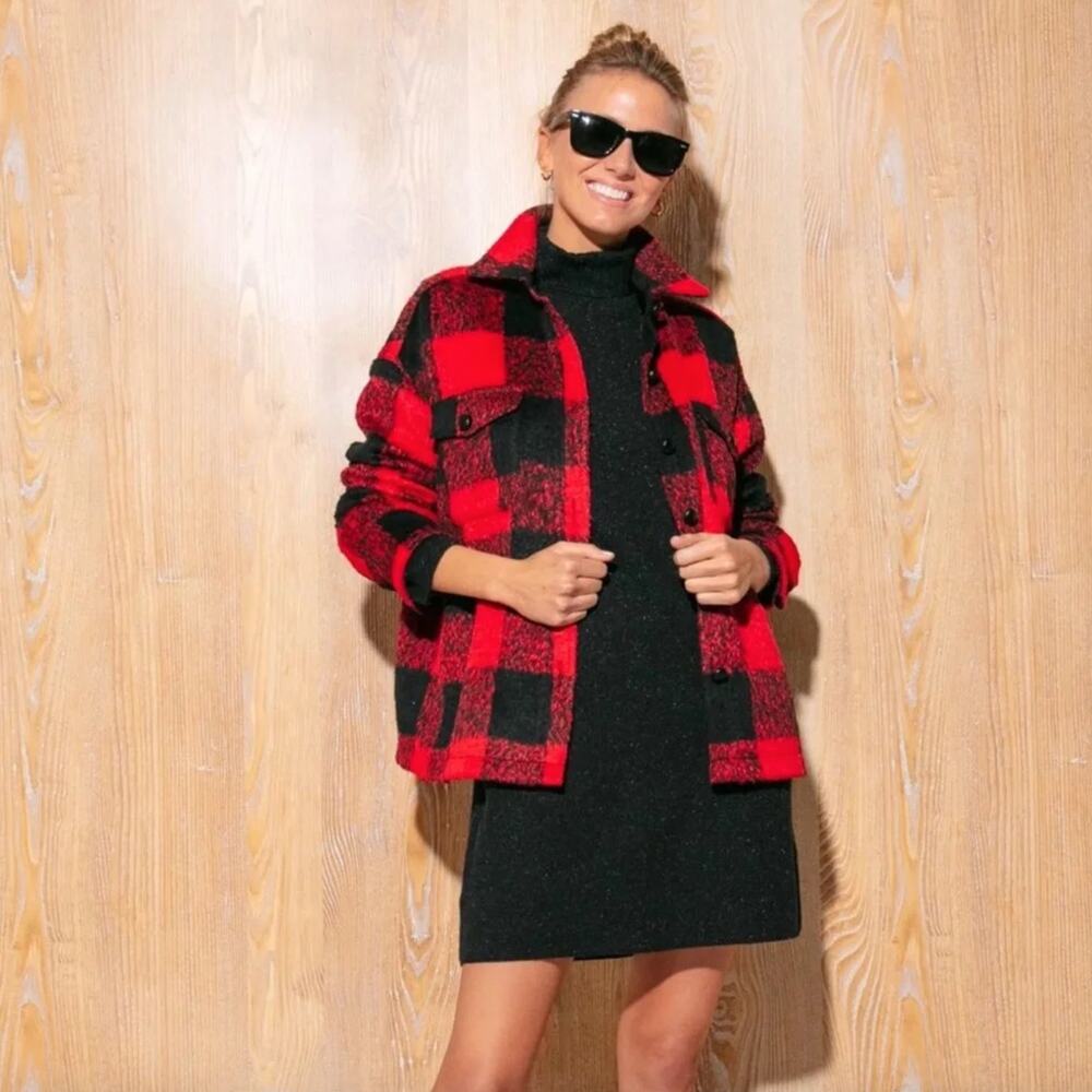 Pomander Place Tuckernuck Buffalo Check Austen Shacket Shirt Jacket Size XS Cozy